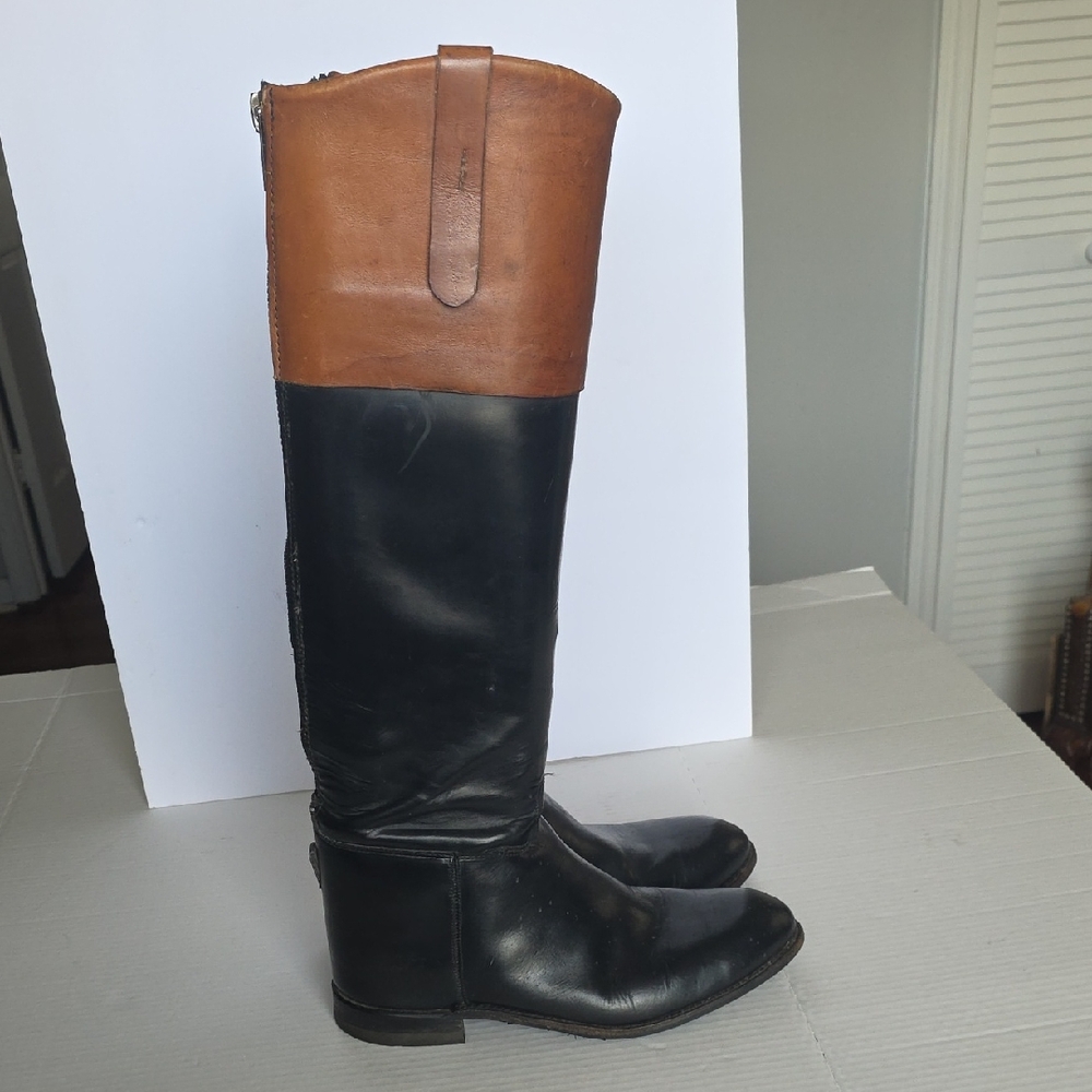 Two-Tone Leather Riding Boots